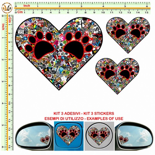 Cuore orme cane - cuore, adesivo