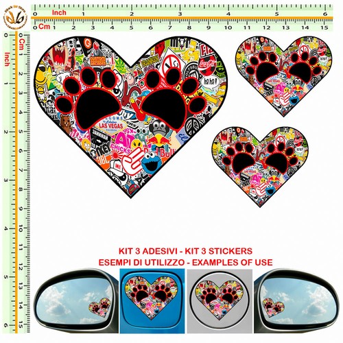 Cuore orme cane adesivo - orme,