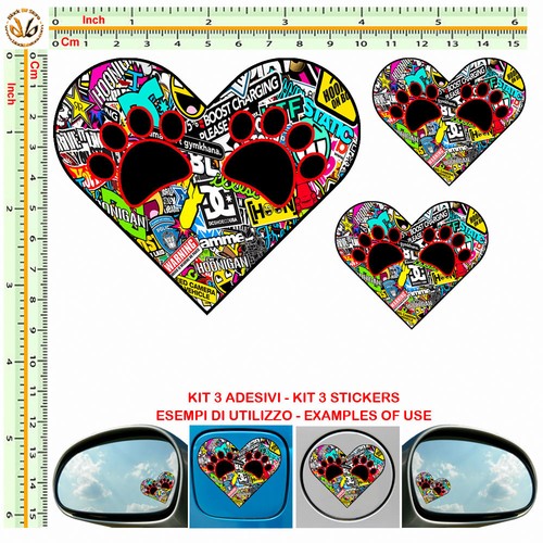 Adesivo cuore orme cane - cuore,
