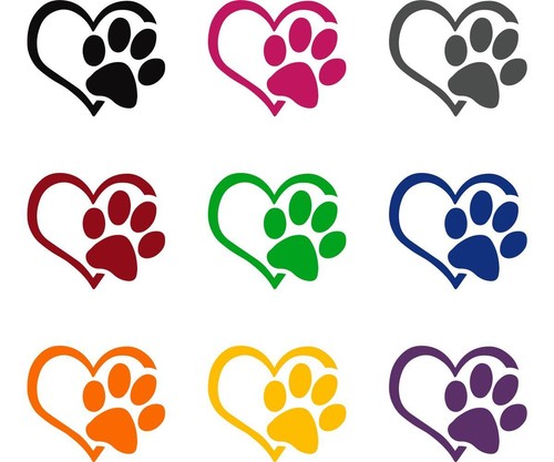 Adesivo orme con cuore cane - adesivo,