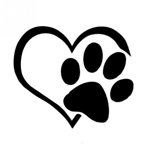 Adesivo auto cuore zampa cane - cuore,